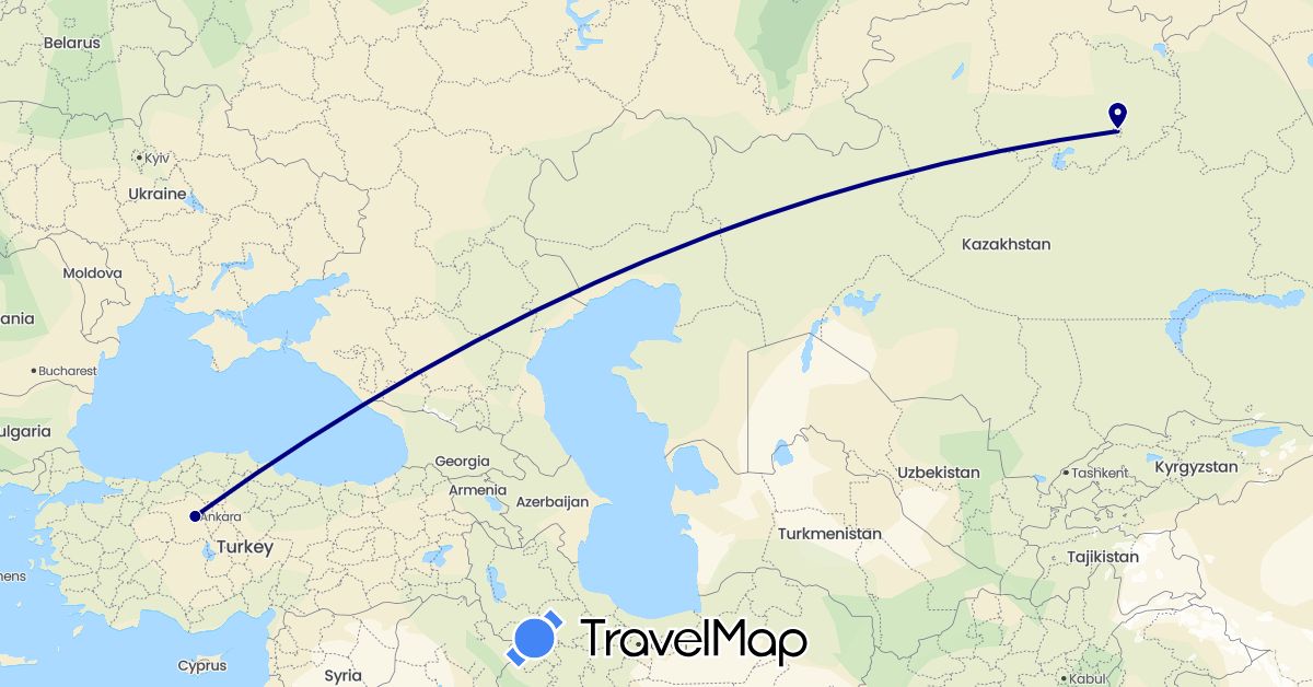 TravelMap itinerary: driving in Kazakhstan, Turkey (Asia)